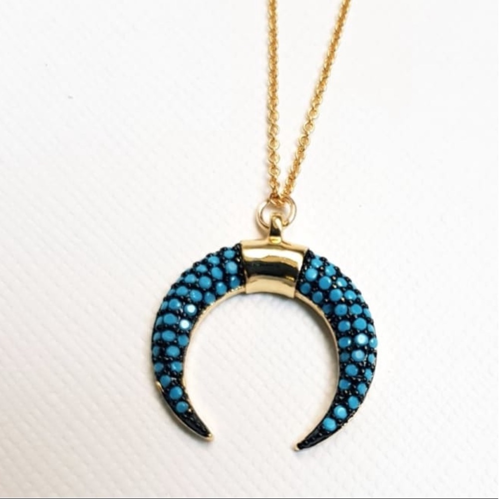 New Lucky Brand Turquoise Horn Pendant Necklace